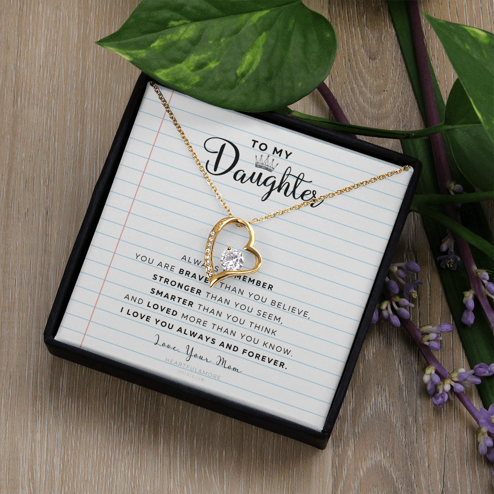 Daughter Necklace from Mom Mommy Mother Valentines Birthday Gifts for Kids Girls Teen Tween Jewelry, Meaningful Message Card Jewelry Box, Gift for Daughter's Birthday Graduation 2026