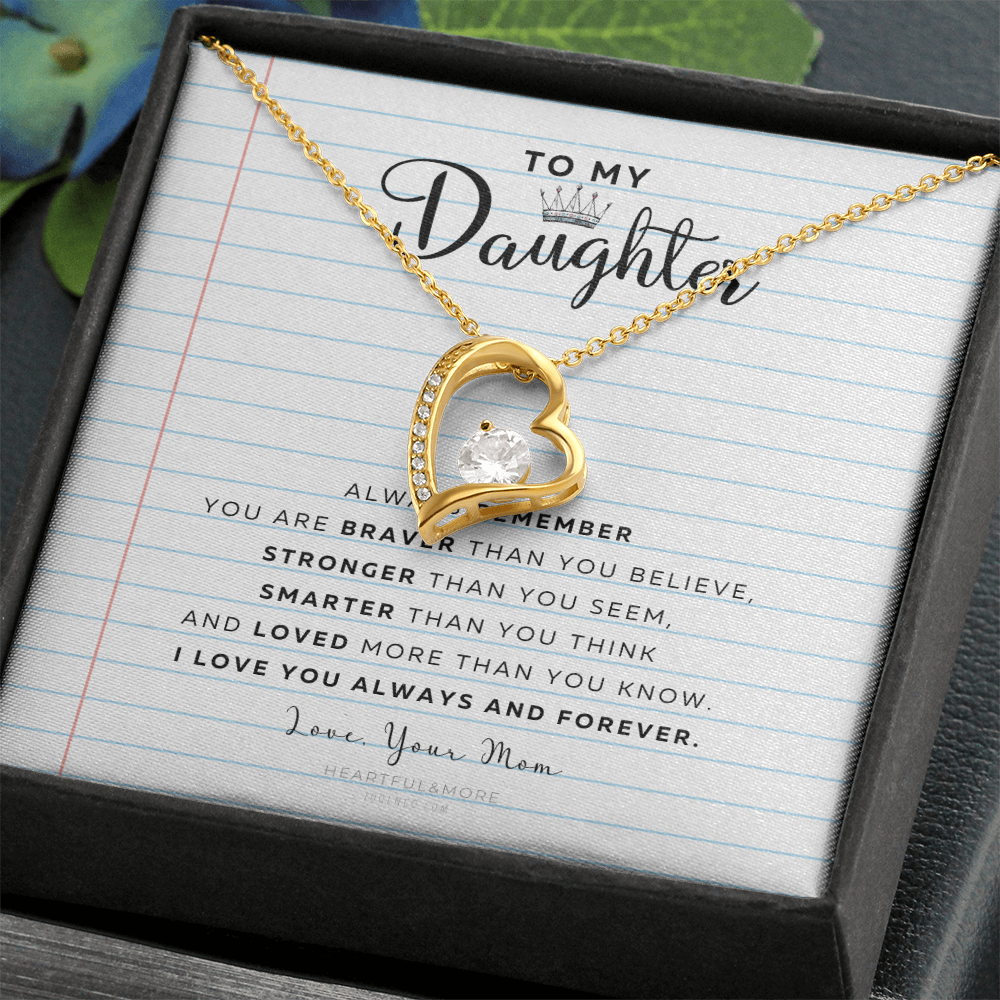Daughter Necklace from Mom Mommy Mother Valentines Birthday Gifts for Kids Girls Teen Tween Jewelry, Meaningful Message Card Jewelry Box, Gift for Daughter's Birthday Graduation 2026