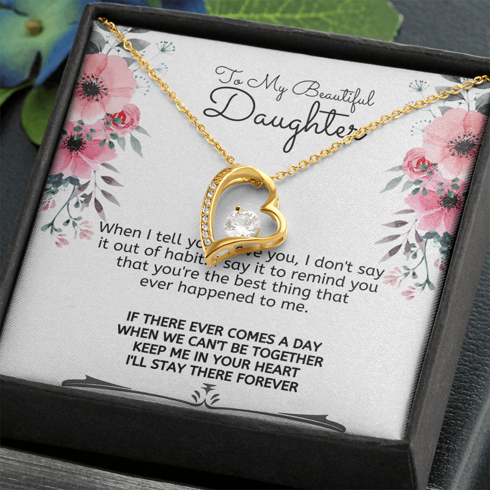 To My Beautiful Daughter Meaningful Message Card Jewelry Box Gift for Daughter's Birthday Graduation 2026, Thoughtful for Her from Mom, Elegant Necklaces with Sentimental Message