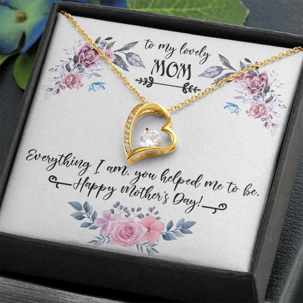 To My Lovely Mom Necklace Gift from Daughter, Birthday Gift Card Necklace From Son, Mothers Day Jewelry for Her Mommy Christmas Floral