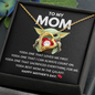 To My Mom Happy Mother's Day Gifts, Baby Yoda Lover Mom Grandma Girlfriend Wife Sister Daughter Granddaughter Necklace Christmas Birthday Valentines Gift Forever Love Necklace Pendant Jewelry with Message Card and Gift Box Present