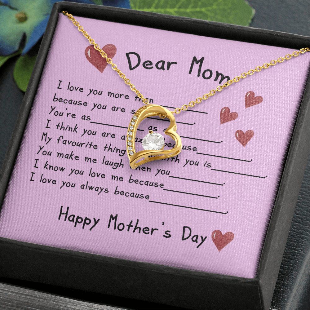 To My Mom Heart Pendant Necklace Necklace From Daughter Christmas Birthday Present, 2026 Mother's Day Gift Ideas, Message Card Jewelry for Her