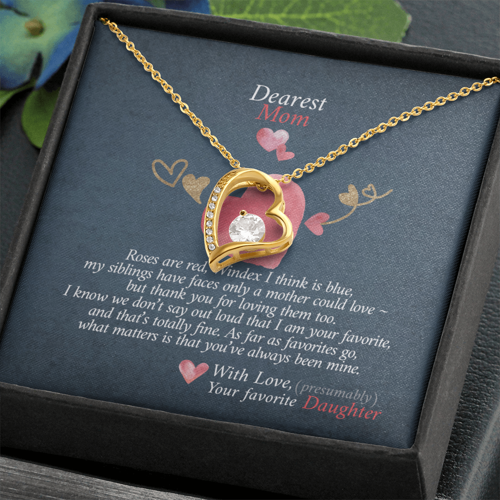 Dearest Mom Forever Love Necklace Gift From Daughter, 2026 Mothers Day Gifts for Mommy, Motivational Card Jewelry Gift for Her