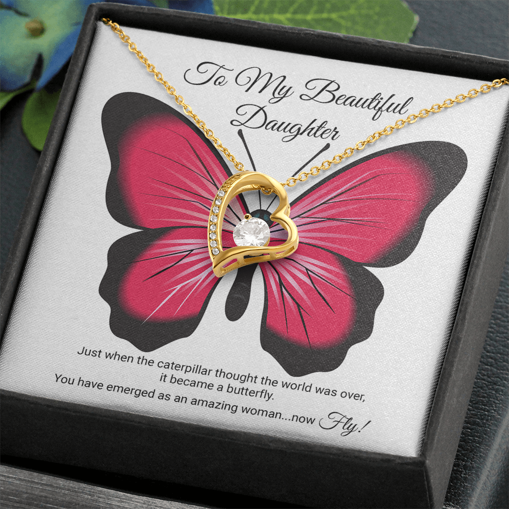 To My Beautiful Daughter Necklace, Meaningful Message Card Jewelry Box, Gift for Daughter's Birthday Graduation 2026, Thoughtful for Her from Mom Kids