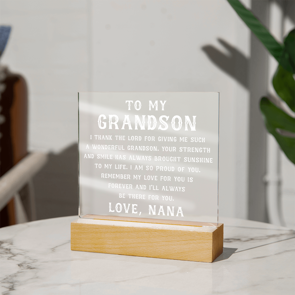 Grandson Gift, To My Grandson Acrylic Square Plaque, Grandson Gift from Nana, Graduation Gift for Him, Grandson Birthday, Grandson 18th Birthday, Gifts Ideas From Grandparents