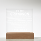 Grandson Gift, To My Grandson Acrylic Square Plaque, Grandson Gift from Nana, Graduation Gift for Him, Grandson Birthday, Grandson 18th Birthday, Gifts Ideas From Grandparents