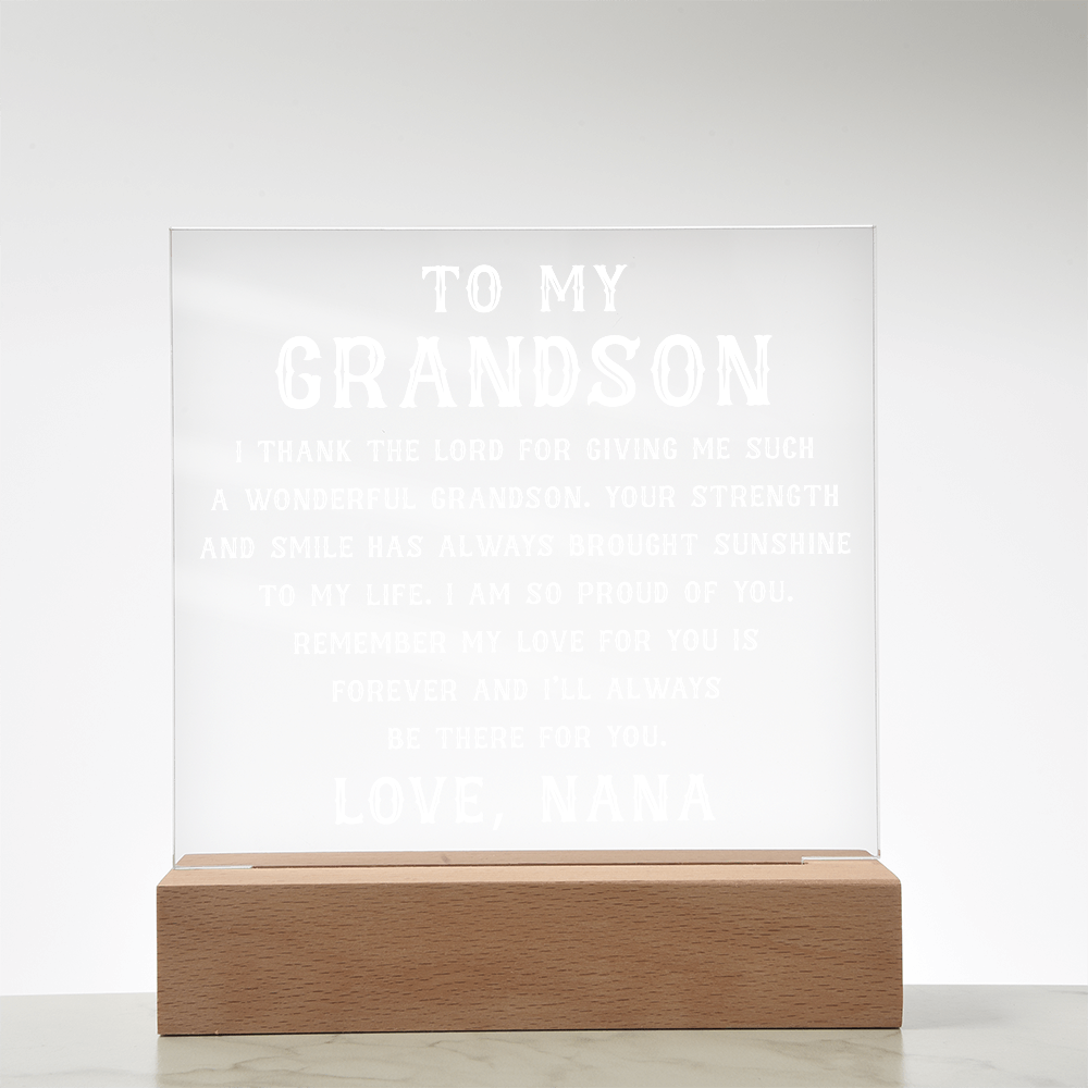 Grandson Gift, To My Grandson Acrylic Square Plaque, Grandson Gift from Nana, Graduation Gift for Him, Grandson Birthday, Grandson 18th Birthday, Gifts Ideas From Grandparents