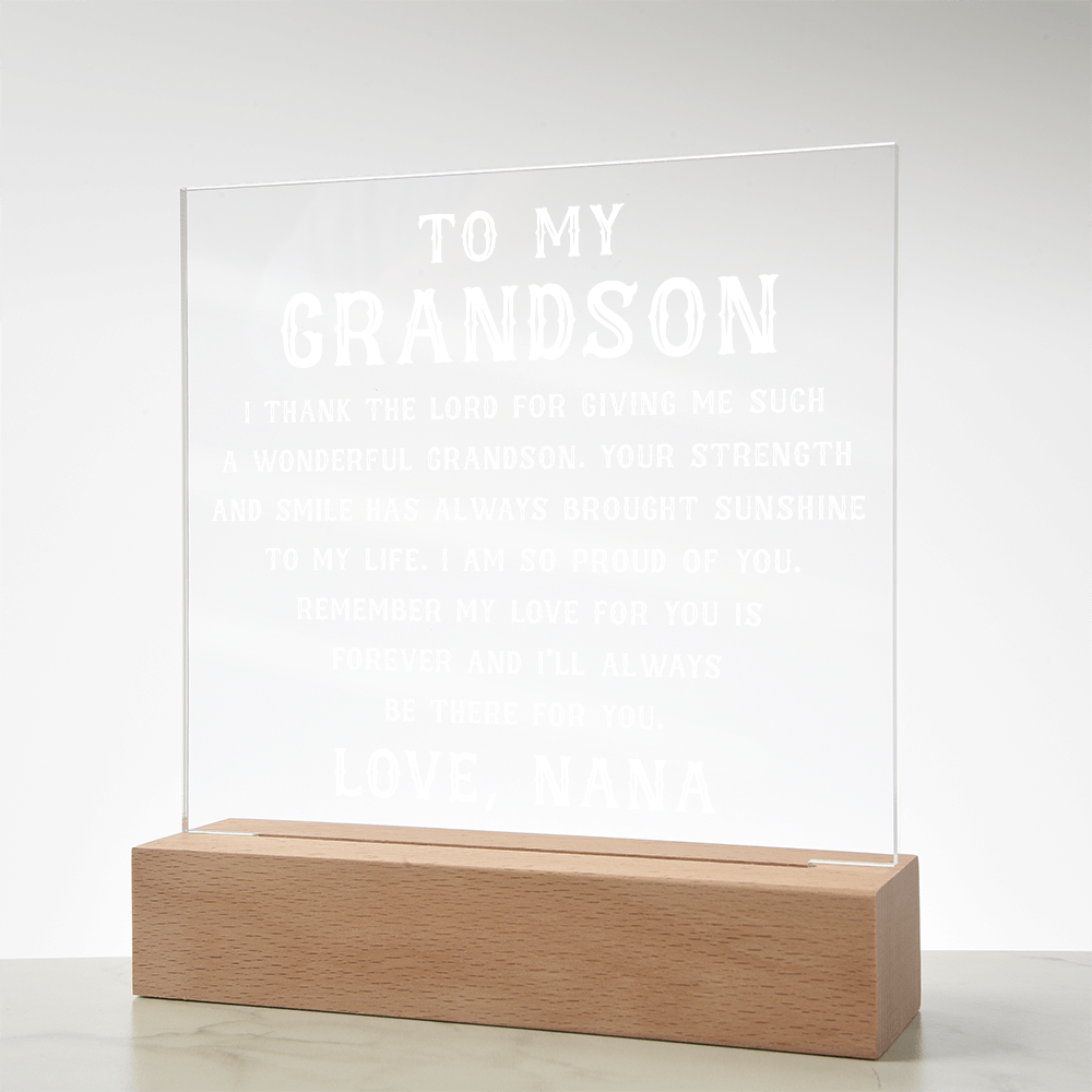 Grandson Gift, To My Grandson Acrylic Square Plaque, Grandson Gift from Nana, Graduation Gift for Him, Grandson Birthday, Grandson 18th Birthday, Gifts Ideas From Grandparents