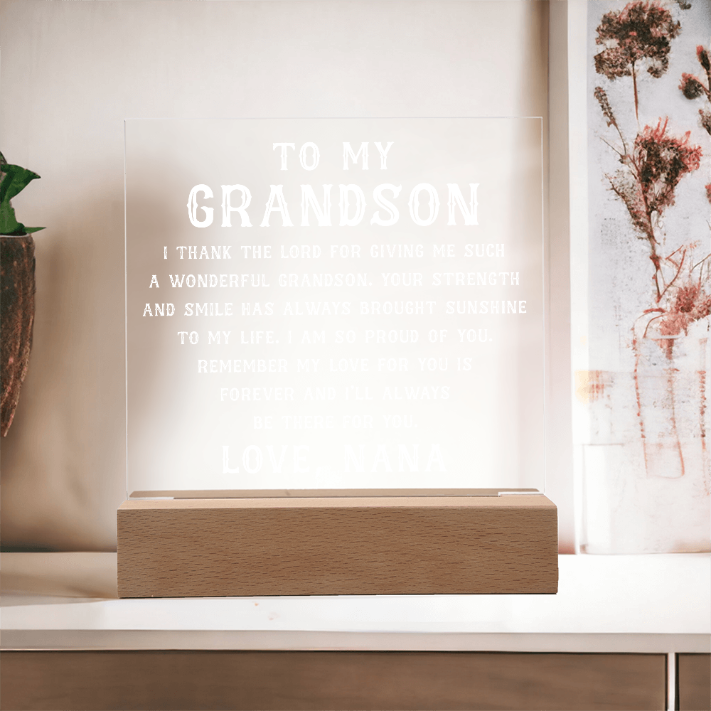 Grandson Gift, To My Grandson Acrylic Square Plaque, Grandson Gift from Nana, Graduation Gift for Him, Grandson Birthday, Grandson 18th Birthday, Gifts Ideas From Grandparents