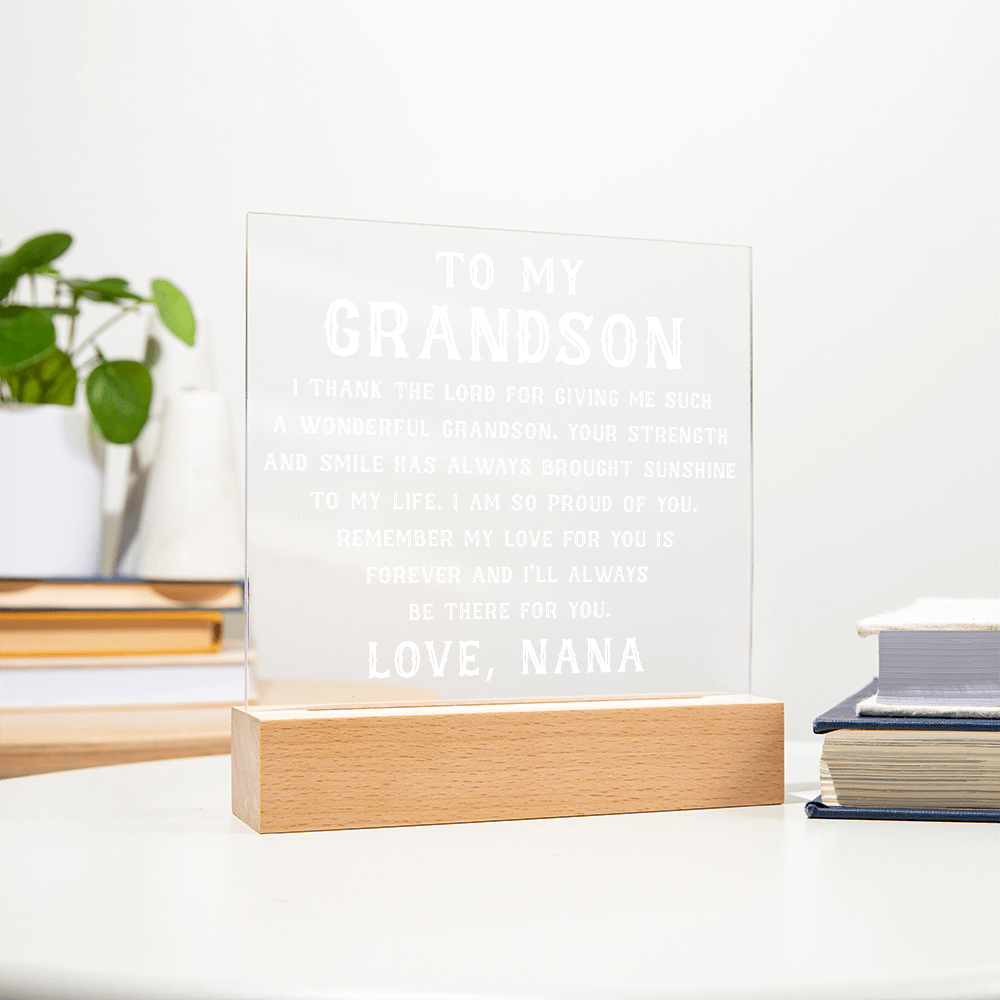 Grandson Gift, To My Grandson Acrylic Square Plaque, Grandson Gift from Nana, Graduation Gift for Him, Grandson Birthday, Grandson 18th Birthday, Gifts Ideas From Grandparents