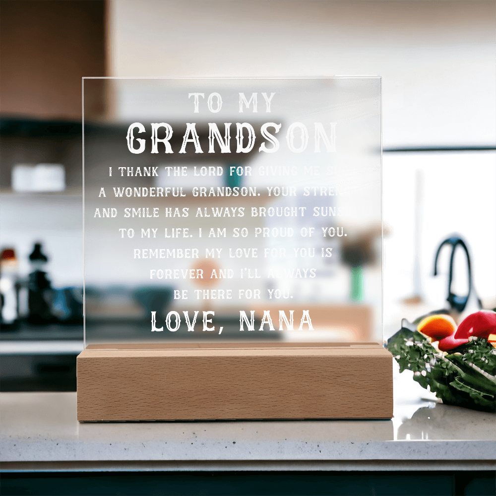 Grandson Gift, To My Grandson Acrylic Square Plaque, Grandson Gift from Nana, Graduation Gift for Him, Grandson Birthday, Grandson 18th Birthday, Gifts Ideas From Grandparents