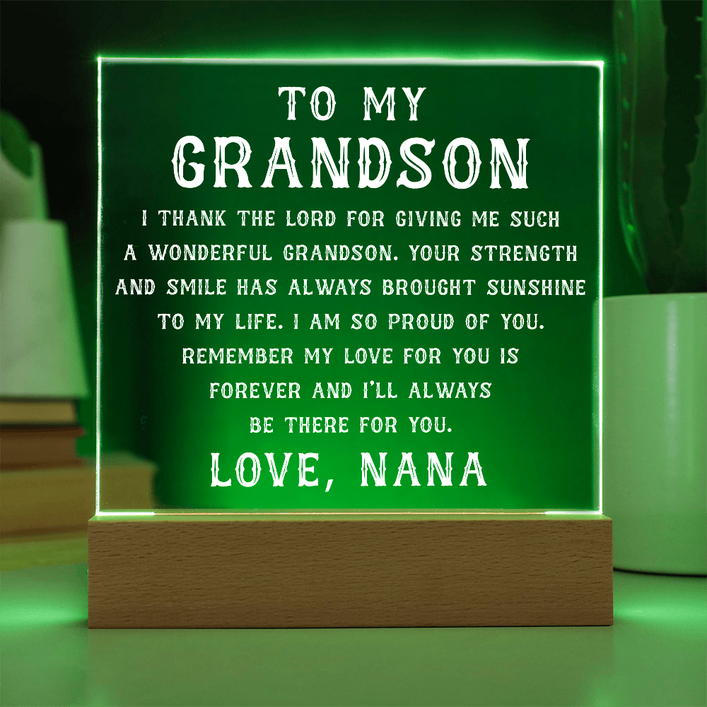 Grandson Gift, To My Grandson Acrylic Square Plaque, Grandson Gift from Nana, Graduation Gift for Him, Grandson Birthday, Grandson 18th Birthday, Gifts Ideas From Grandparents
