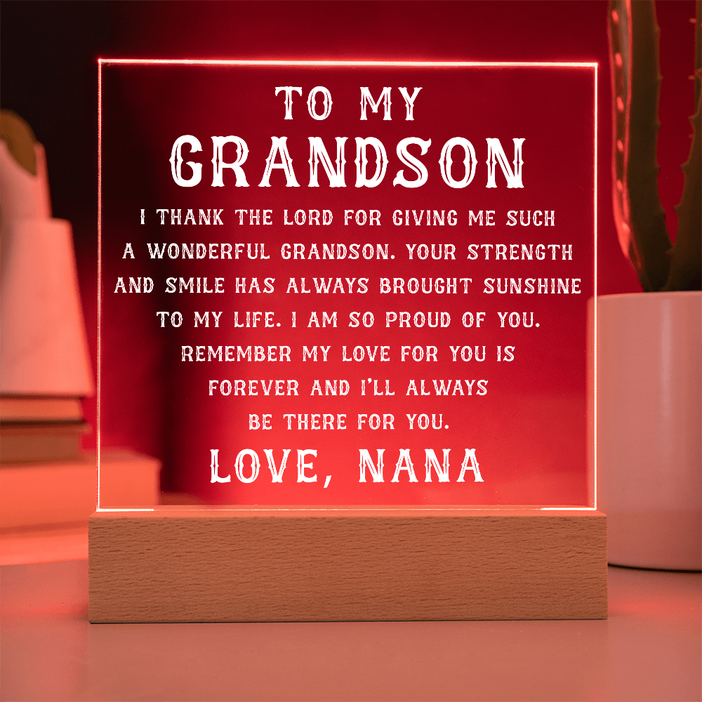 Grandson Gift, To My Grandson Acrylic Square Plaque, Grandson Gift from Nana, Graduation Gift for Him, Grandson Birthday, Grandson 18th Birthday, Gifts Ideas From Grandparents