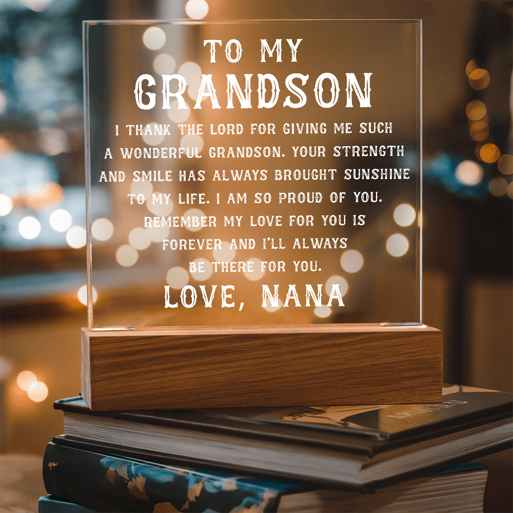 Grandson Gift, To My Grandson Acrylic Square Plaque, Grandson Gift from Nana, Graduation Gift for Him, Grandson Birthday, Grandson 18th Birthday, Gifts Ideas From Grandparents